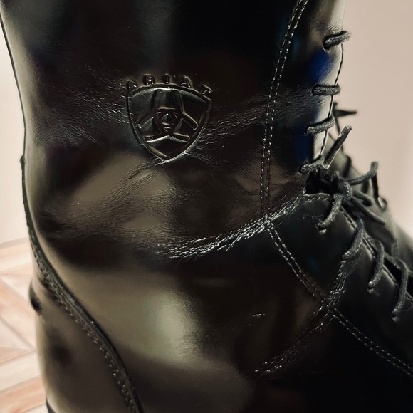 Ariat Heritage Field Riding Boots 8 Black Leather Equestrian Pull On Laces 55101 - Picture 12 of 13